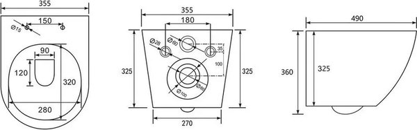 Унитаз подвесной с инсталляцией Abber Bequem AC1100T-AC0105-AC0120MMG