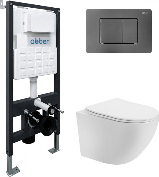 Унитаз подвесной с инсталляцией Abber Bequem AC1100T-AC0105-AC0120NG - фото