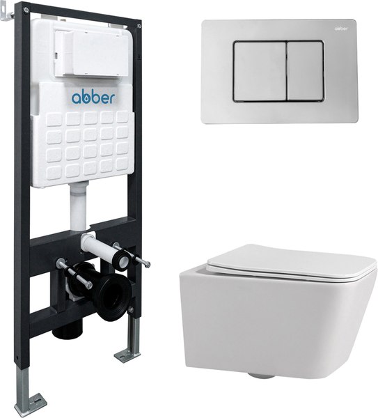 Унитаз подвесной с инсталляцией Abber Rechteck AC1201-AC0105-AC0120 - фото