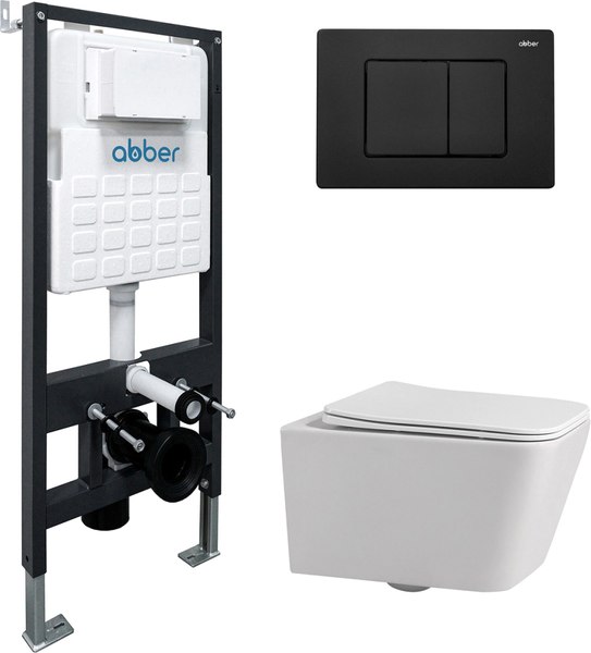 Унитаз подвесной с инсталляцией Abber Rechteck AC1201-AC0105-AC0120MB - фото