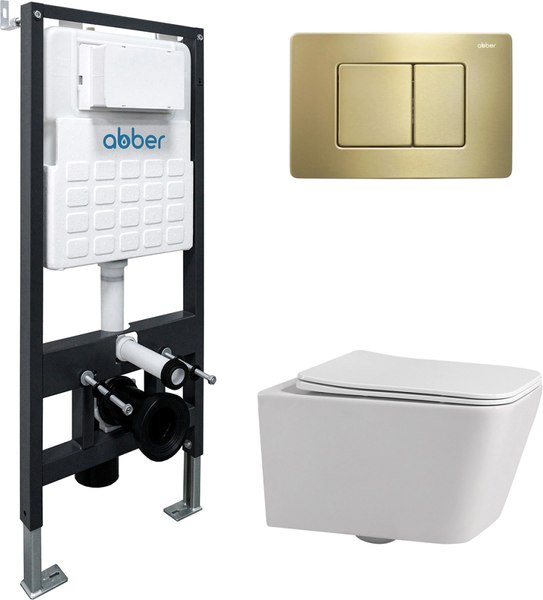 Унитаз подвесной с инсталляцией Abber Rechteck AC1201-AC0105-AC0120MMG - фото