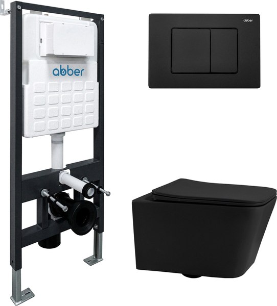 Унитаз подвесной с инсталляцией Abber Rechteck AC1201MB-AC0105-AC0120MB - фото