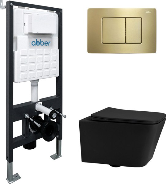 Унитаз подвесной с инсталляцией Abber Rechteck AC1201MB-AC0105-AC0120MMG - фото