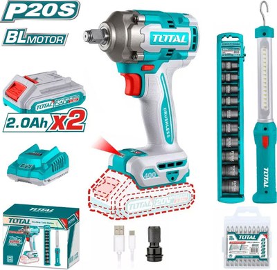 Аккумуляторный гайковерт TOTAL TIWLI20401 + Фонарь TWLI35261 / TOSLI23048