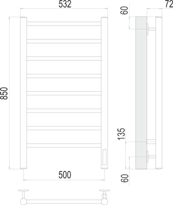 Полотенцесушитель электрический Terminus Классик П8 500х850