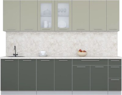 Кухонный гарнитур Интерлиния Мила Пластик 2.7 Б - фото