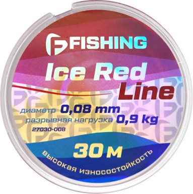 Леска монофильная F-Fishing Ice Red Line 30м 0.08мм / F27030-008 - фото