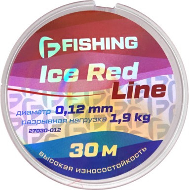 Леска монофильная F-Fishing Ice Red Line 30м 0.12мм / F27030-012 - фото