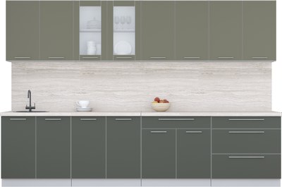 Кухонный гарнитур Интерлиния Мила Пластик 3.2 Б - фото