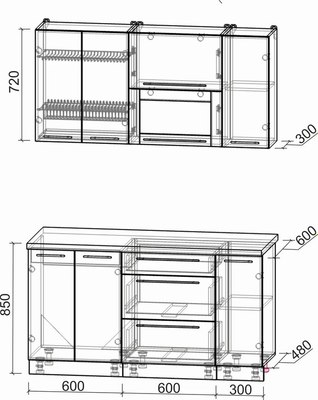Кухонный гарнитур Интерлиния Мила Пластик 1.5 В