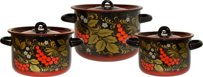 Набор кастрюль СтальЭмаль Рябина 1с33/5 - фото