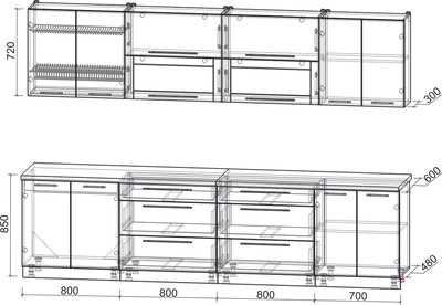 Кухонный гарнитур Интерлиния Мила Пластик 3.1 В