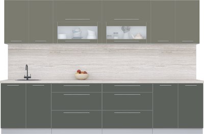 Кухонный гарнитур Интерлиния Мила Пластик 3.2 В - фото