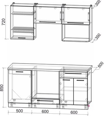 Кухонный гарнитур Интерлиния Мила Пластик 1.7