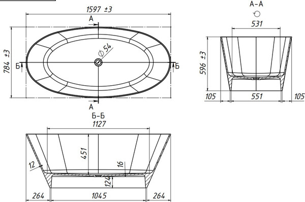 Ванна из искусственного камня Belux Дубай ВД-1600