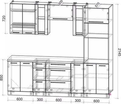 Кухонный гарнитур Интерлиния Мила Пластик 2.4