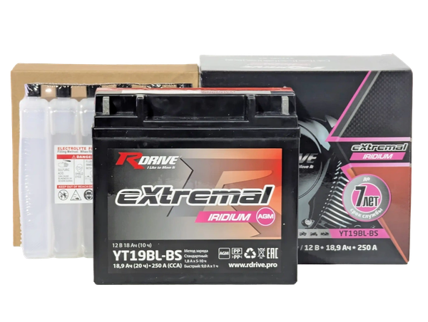 Мотоаккумулятор RDrive eXtremal Iridium YT19BL-BS