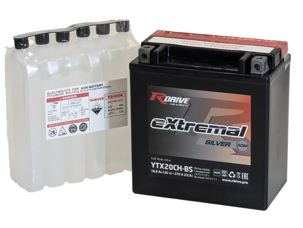 Мотоаккумулятор RDrive eXtremal Silver YTX20CH-BS