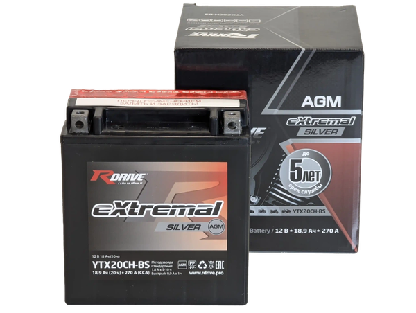 Мотоаккумулятор RDrive eXtremal Silver YTX20CH-BS