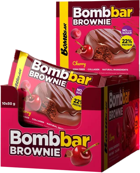 Набор протеинового печенья Bombbar Вишневый брауни - фото