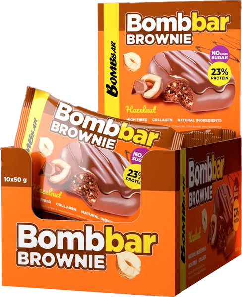 Набор протеинового печенья Bombbar Брауни с фундуком - фото
