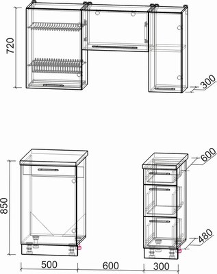 Кухонный гарнитур Интерлиния Мила Пластик 1.4 А