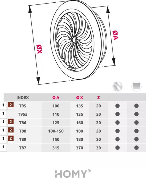 Решетка вентиляционная Awenta Classic T95CZ