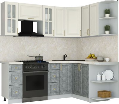 Кухонный гарнитур Интерлиния Мила Шато 1.5x2.1 PR - фото