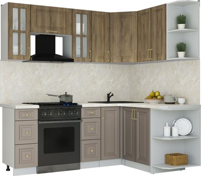 Кухонный гарнитур Интерлиния Мила Шато 1.5x2.1 PR - фото