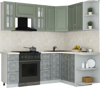 Кухонный гарнитур Интерлиния Мила Шато 1.5x2.1 PR - фото
