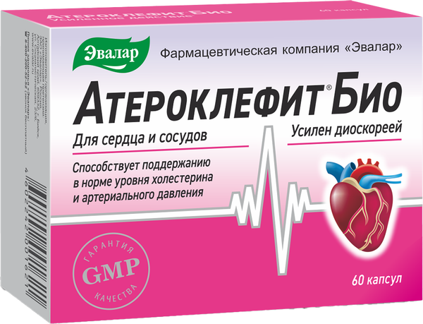Комплексная пищевая добавка Эвалар Атероклефит Био для снижения холестерина - фото