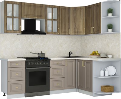 Кухонный гарнитур Интерлиния Мила Шато 1.5x2.3 PR - фото