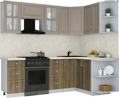 Кухонный гарнитур Интерлиния Мила Шато 1.5x2.3 PR - фото
