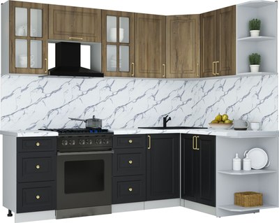 Кухонный гарнитур Интерлиния Мила Шато 1.5x2.4 PR - фото