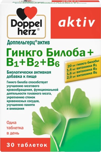 Комплексная пищевая добавка Doppelherz Актив Гингко Билоба B1B2B6 - фото