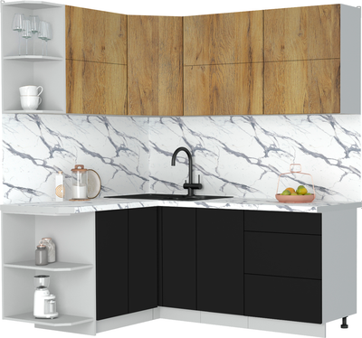 Кухонный гарнитур Интерлиния Мила Матте 1.5x1.9 А - фото