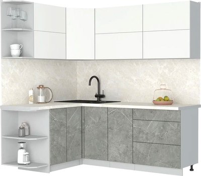 Кухонный гарнитур Интерлиния Мила Матте 1.5x2.1 А - фото