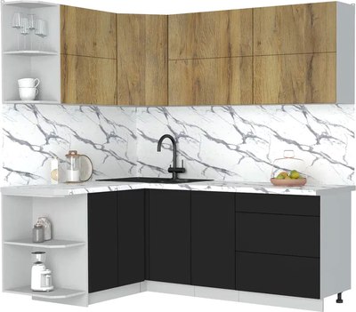 Кухонный гарнитур Интерлиния Мила Матте 1.5x2.1 А - фото