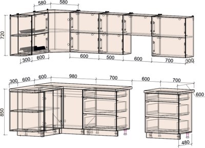 Кухонный гарнитур Интерлиния Мила Матте 1.5x3.0 Б