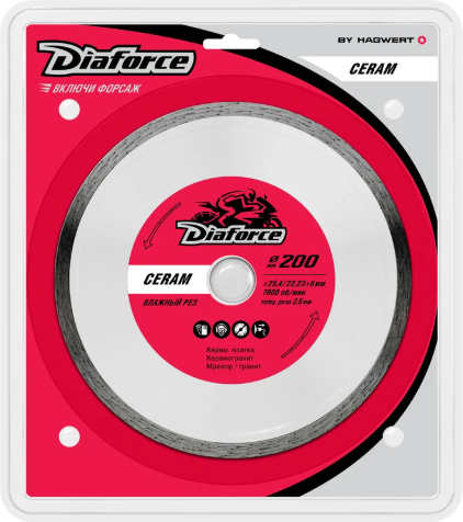 Отрезной диск алмазный Diaforce Ceram 200х25.4/22.23х6х2.5мм / 503200 - фото