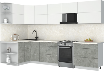 Кухонный гарнитур Интерлиния Мила Матте 1.5x3.2 Б - фото