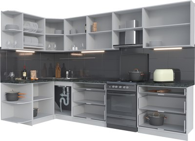 Кухонный гарнитур Интерлиния Мила Матте 1.5x3.2 Б