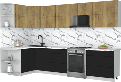 Кухонный гарнитур Интерлиния Мила Матте 1.5x3.2 Б - фото
