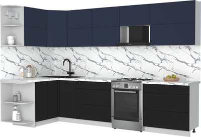 Кухонный гарнитур Интерлиния Мила Матте 1.5x3.2 Б - фото