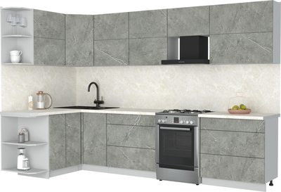 Кухонный гарнитур Интерлиния Мила Матте 1.5x3.2 Б - фото