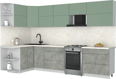 Кухонный гарнитур Интерлиния Мила Матте 1.5x3.2 Б - фото