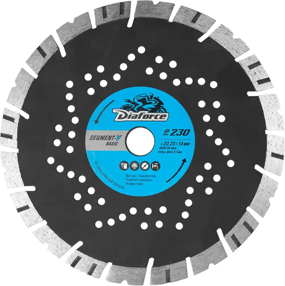 Отрезной диск алмазный Diaforce V-Cutter 230x22.23x14x2.7мм / 505230V - фото