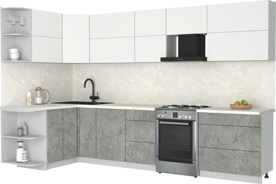 Кухонный гарнитур Интерлиния Мила Матте 1.5x3.3 Б - фото