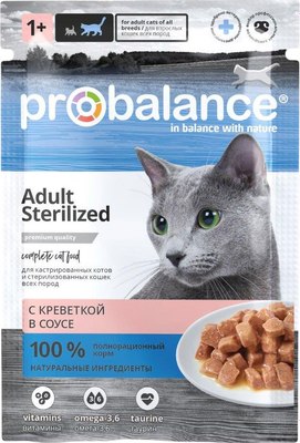 Влажный корм для кошек ProBalance Sterilized с креветкой - фото