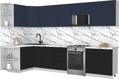 Кухонный гарнитур Интерлиния Мила Матте 1.5x3.3 Б - фото